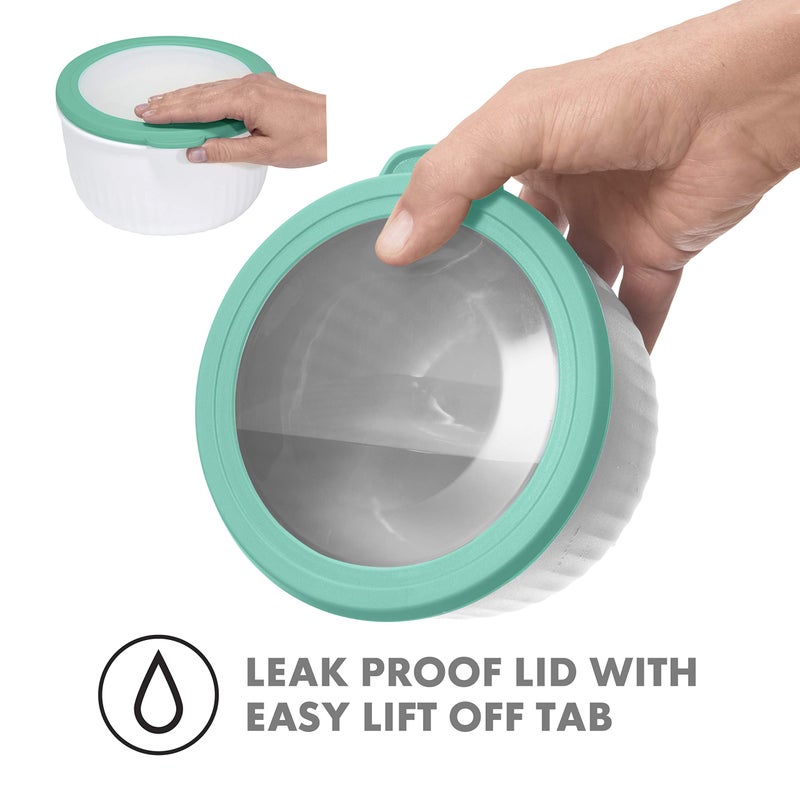 Oggi Prep, Store & Serve Plastic Bowl w/See-Thru Lid- Dishwasher, Microwave & Freezer Safe, (1.4 qt) White/Aqua - Image 2